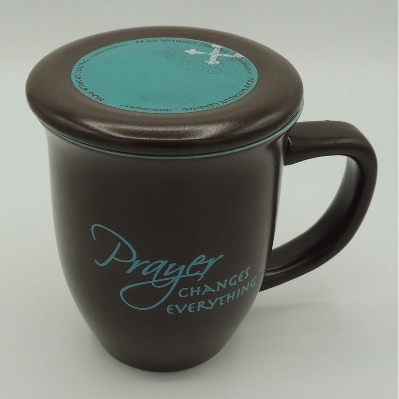 Abbey + CA Gift Abbey Gift Prayer Changes Everything Coaster Brown and Blue, 1 Count, Dishwasher Safe Mugs For Coffee and Tea, Includes Bible Verse, "4 x 4.38""" (52892),14 ounce - Image 2